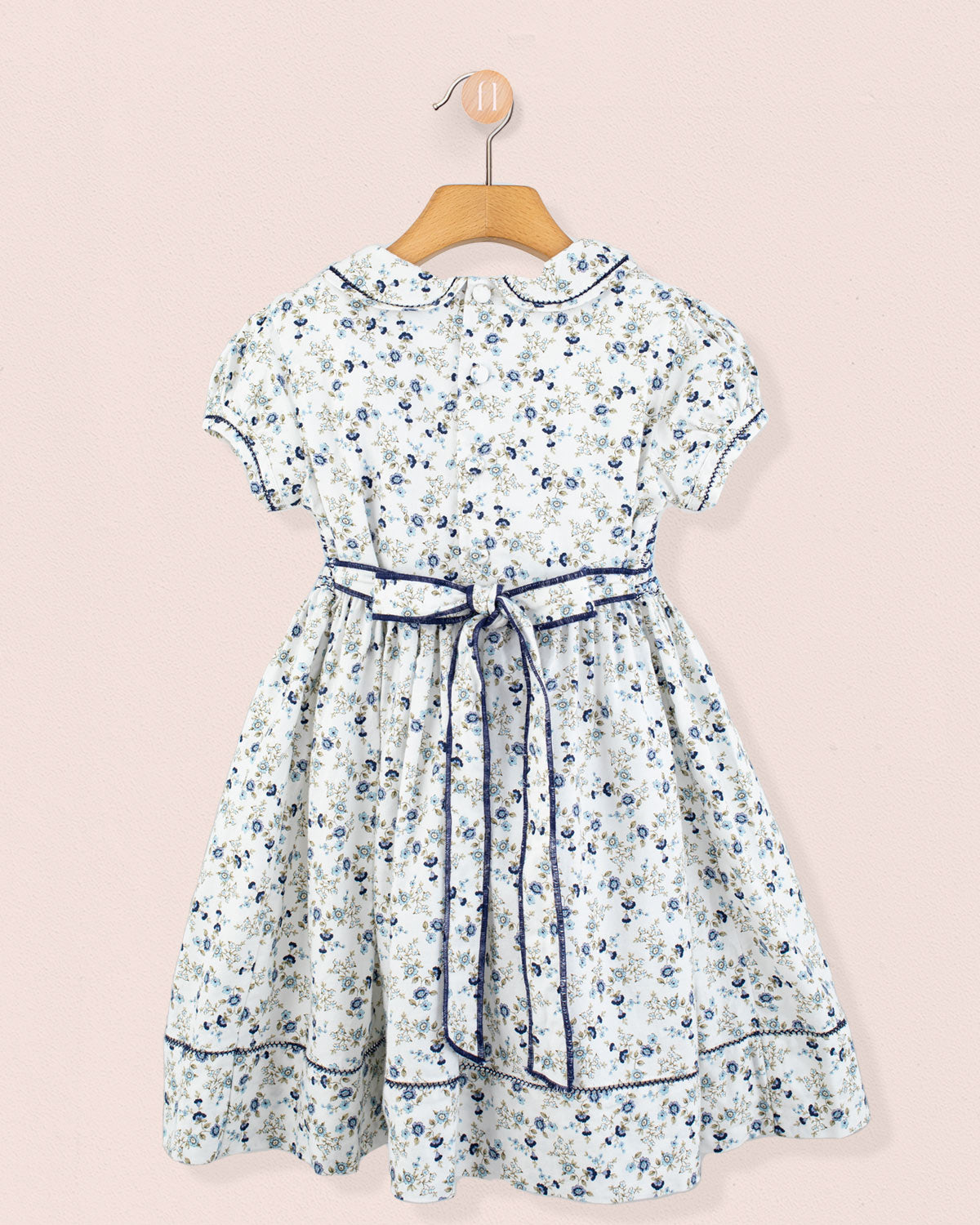 Emma Italian Blue Floral Flannel Smock Dress